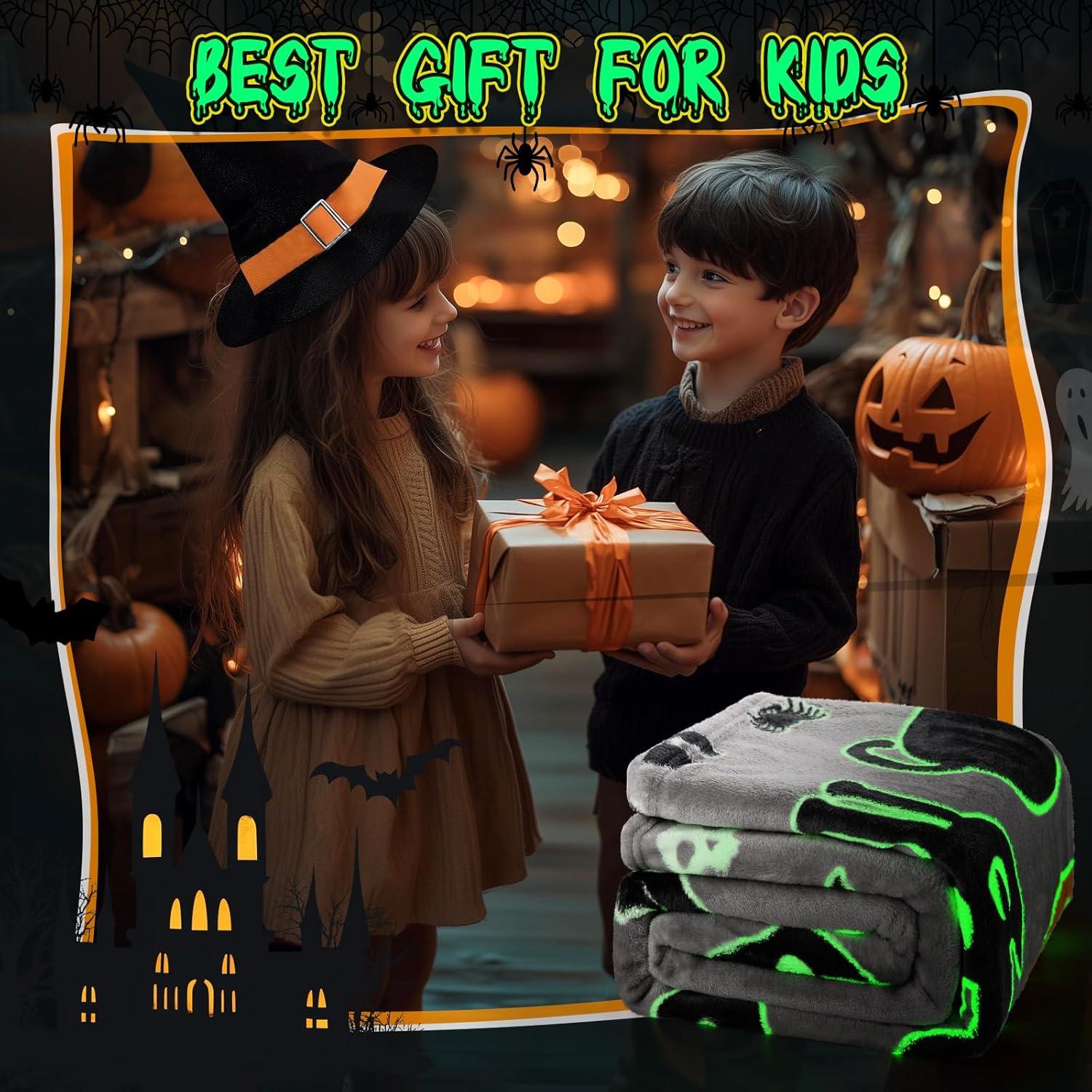 Manta Halloween Levens 127x152 cm Gato Murciélago Brillante