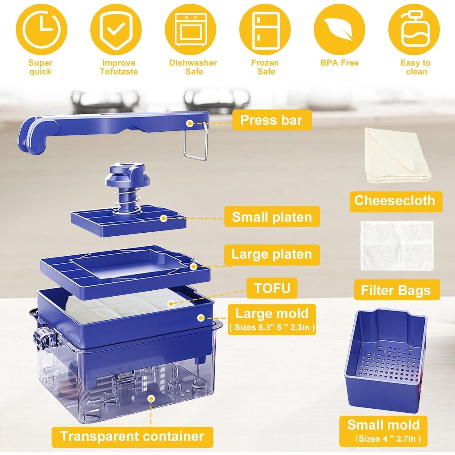 Prensa de Tofu BigKing - Apta para Lavavajillas, 20 Minutos