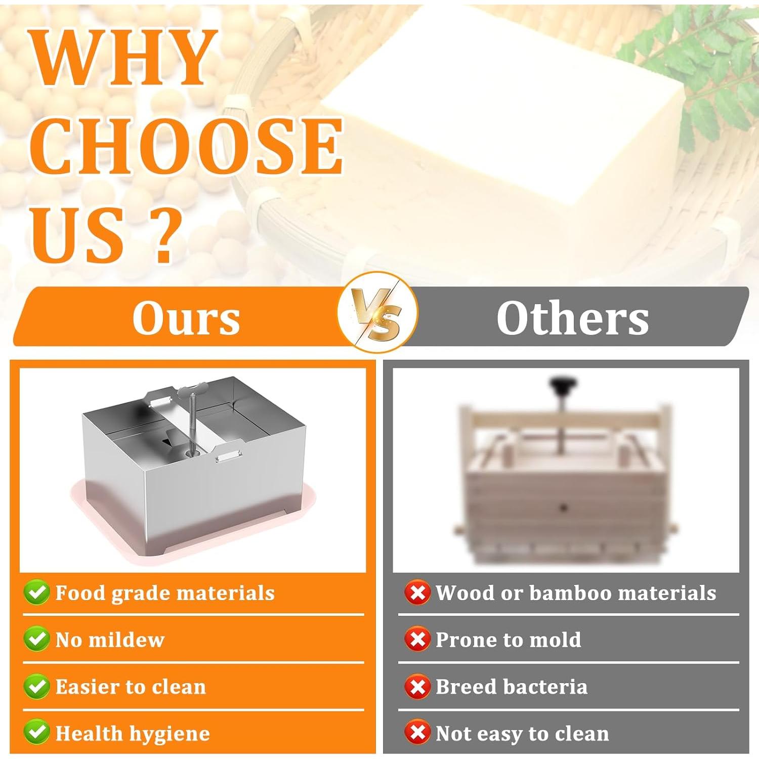 Prensa de Tofu PEISFAWG Grande Acero Inoxidable 304 1kg