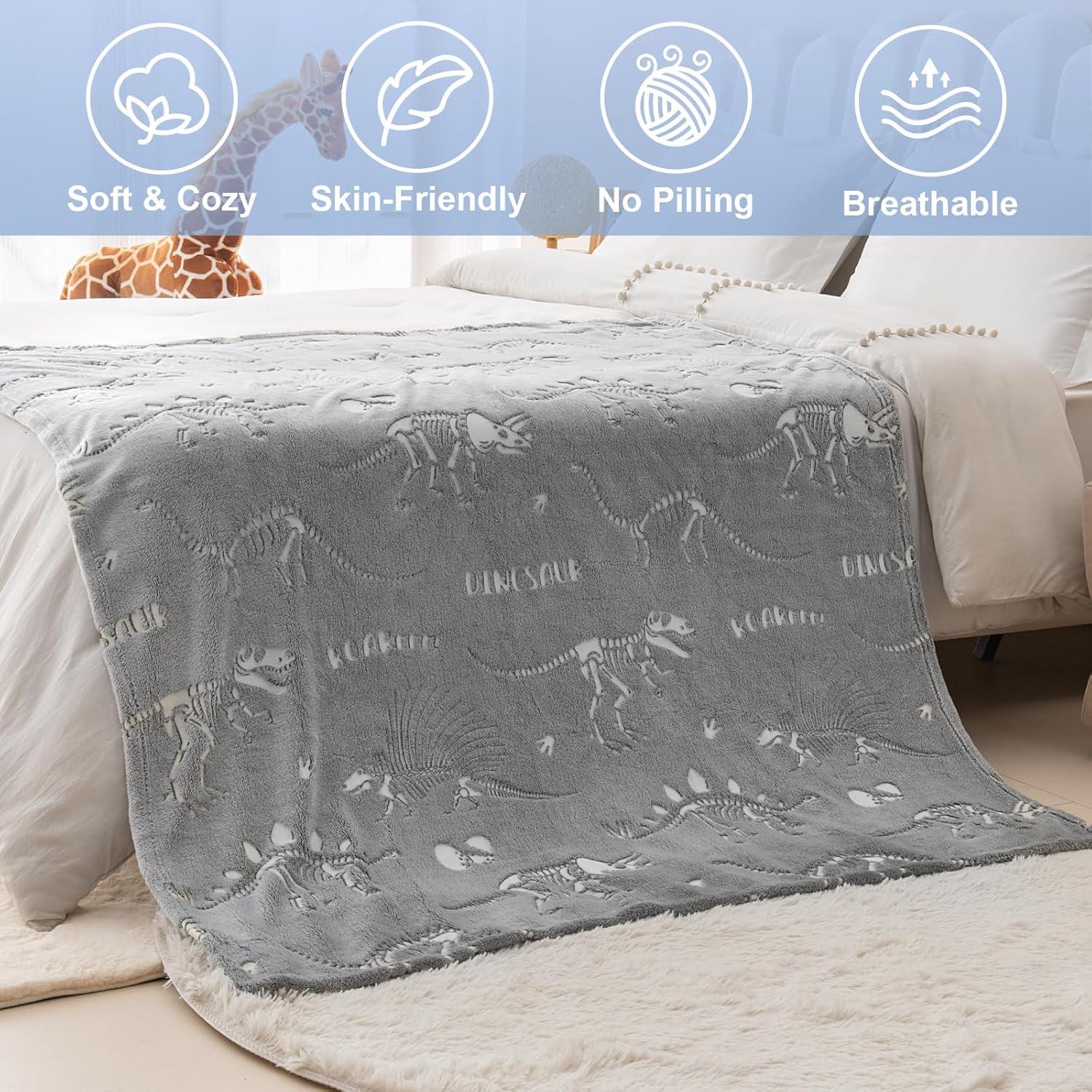 Manta de Dinosaurio Brillante Levens 127x152 cm para Niños