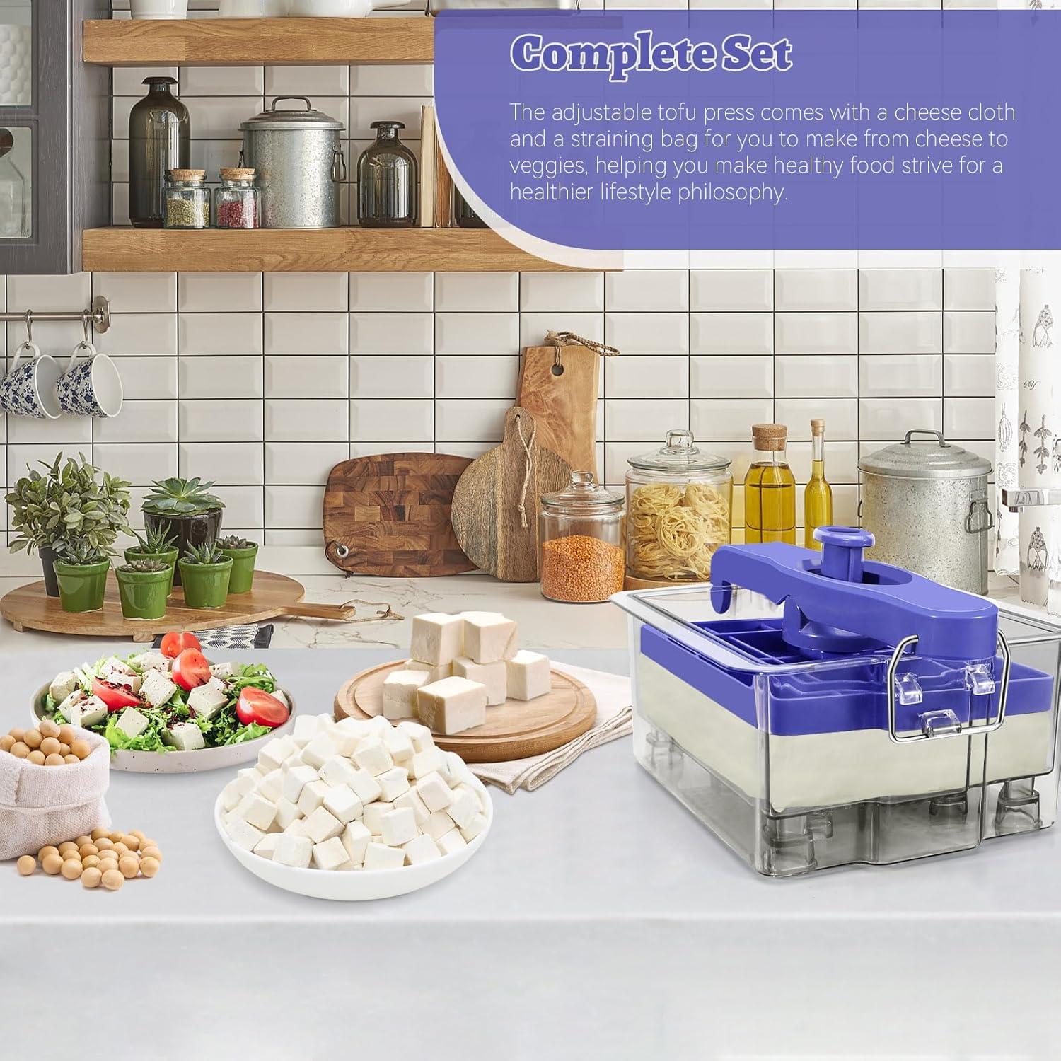 Prensa de Tofu SNOMEL Ajustable con 2 Tamaños y Paño de Queso