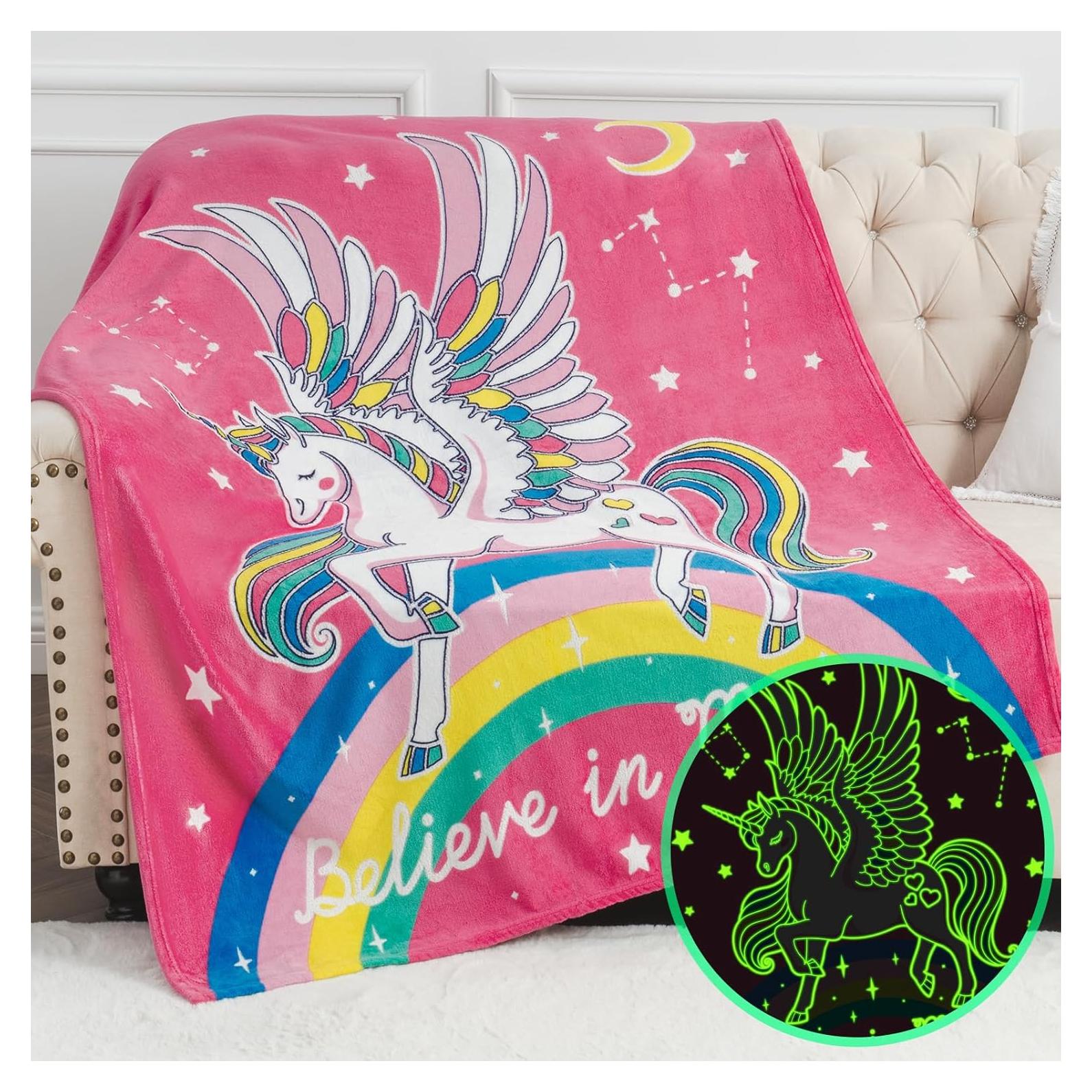 Manta de Unicornio Levens que Brilla en la Oscuridad 127x152 cm