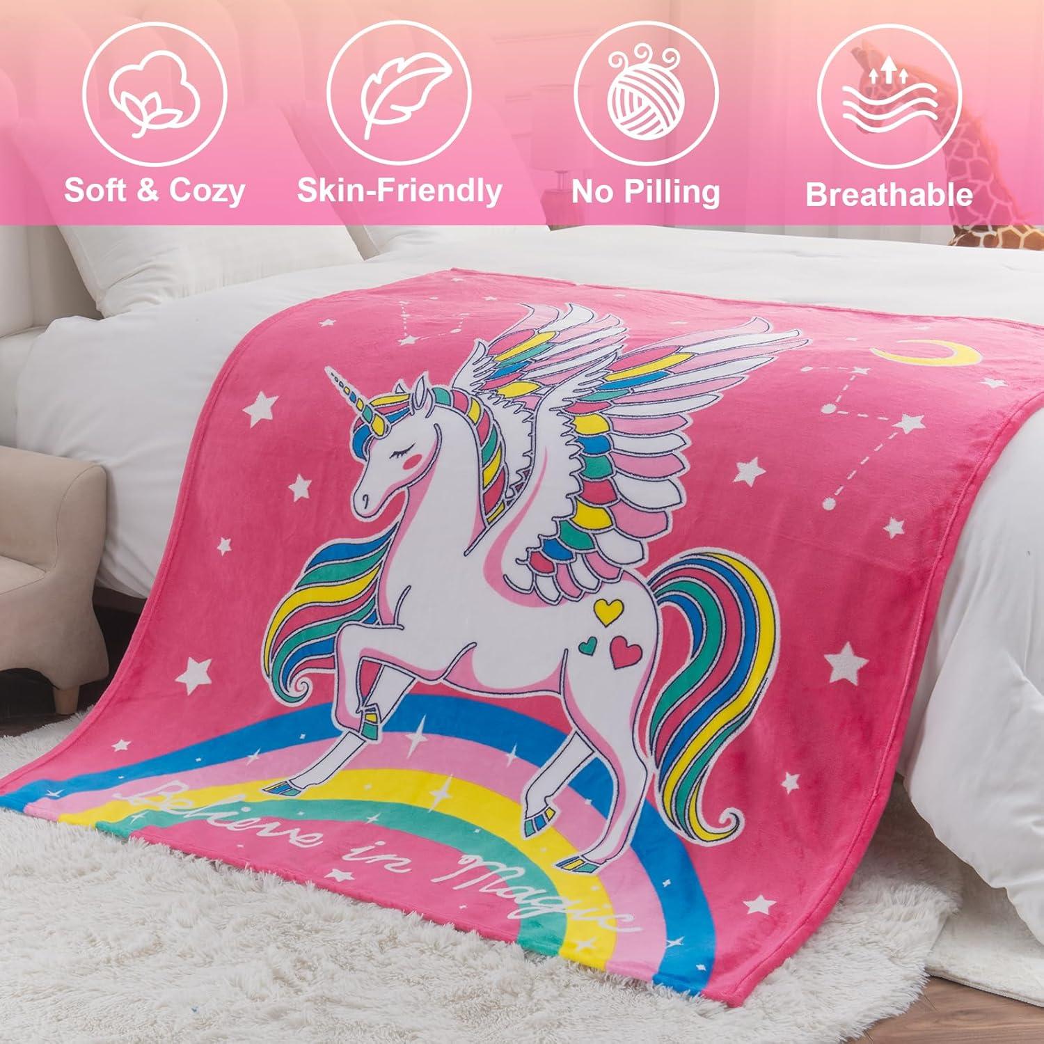 Manta de Unicornio Levens que Brilla en la Oscuridad 127x152 cm