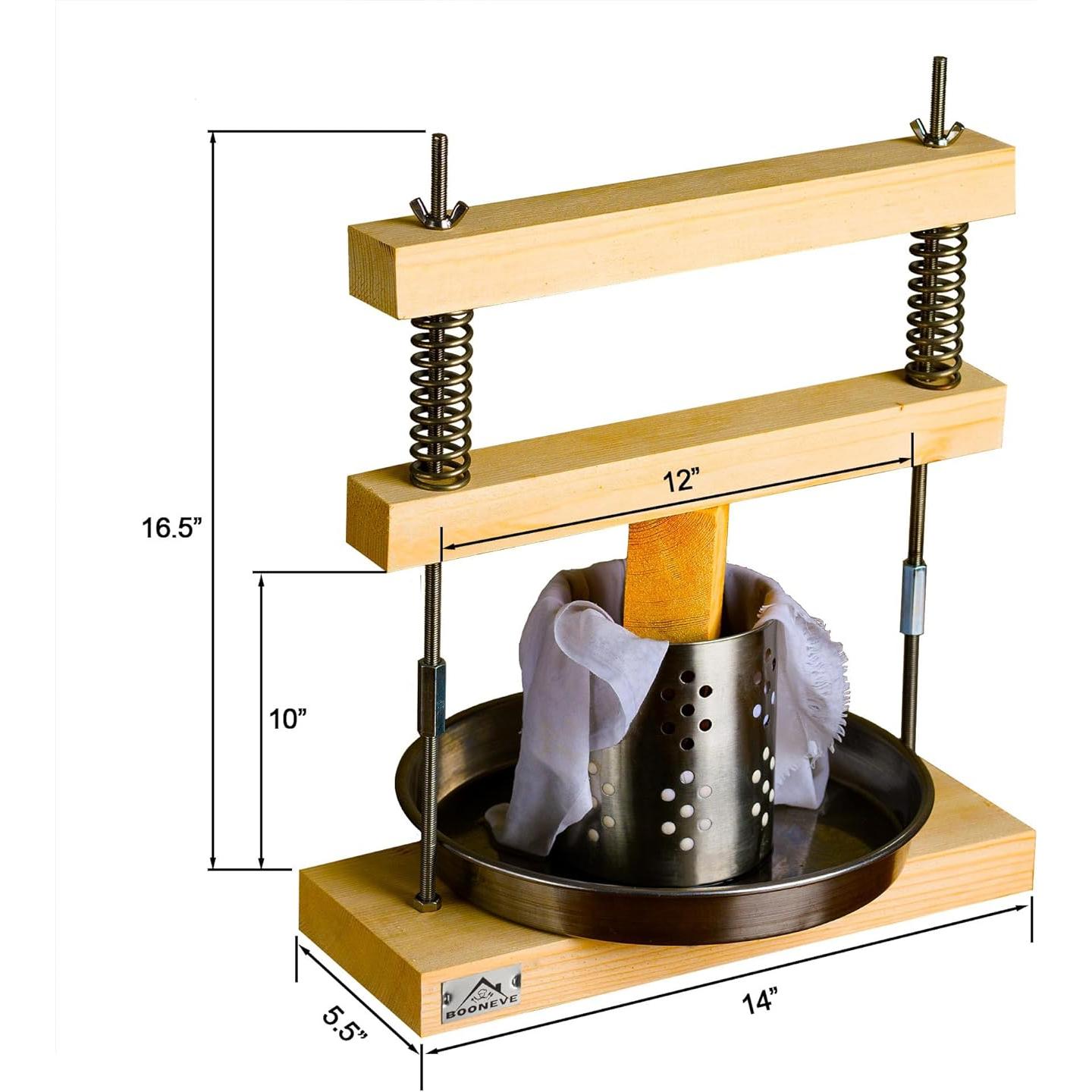 Prensa de Queso y Tofu Booneve de Madera, 95 kg de Presión