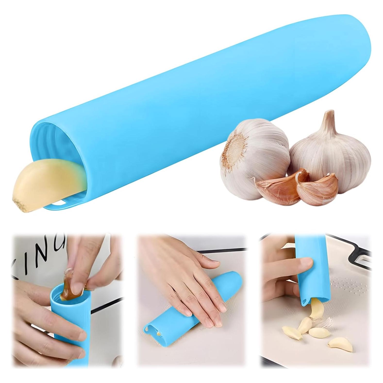 Garlic Tube Rollers Peel Remover,Garlic Peeler Silicone Garlic Peel Remover Roller, Garlic Roller Peeling Tube Tool for Useful Kitchen Tools (blue)