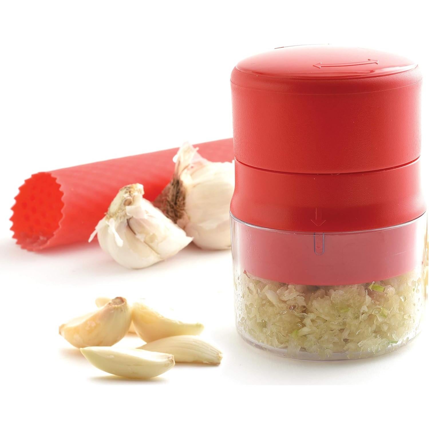 Norpro Twister y Pelador de Ajo Rojo 1151 - Utensilio de Cocina