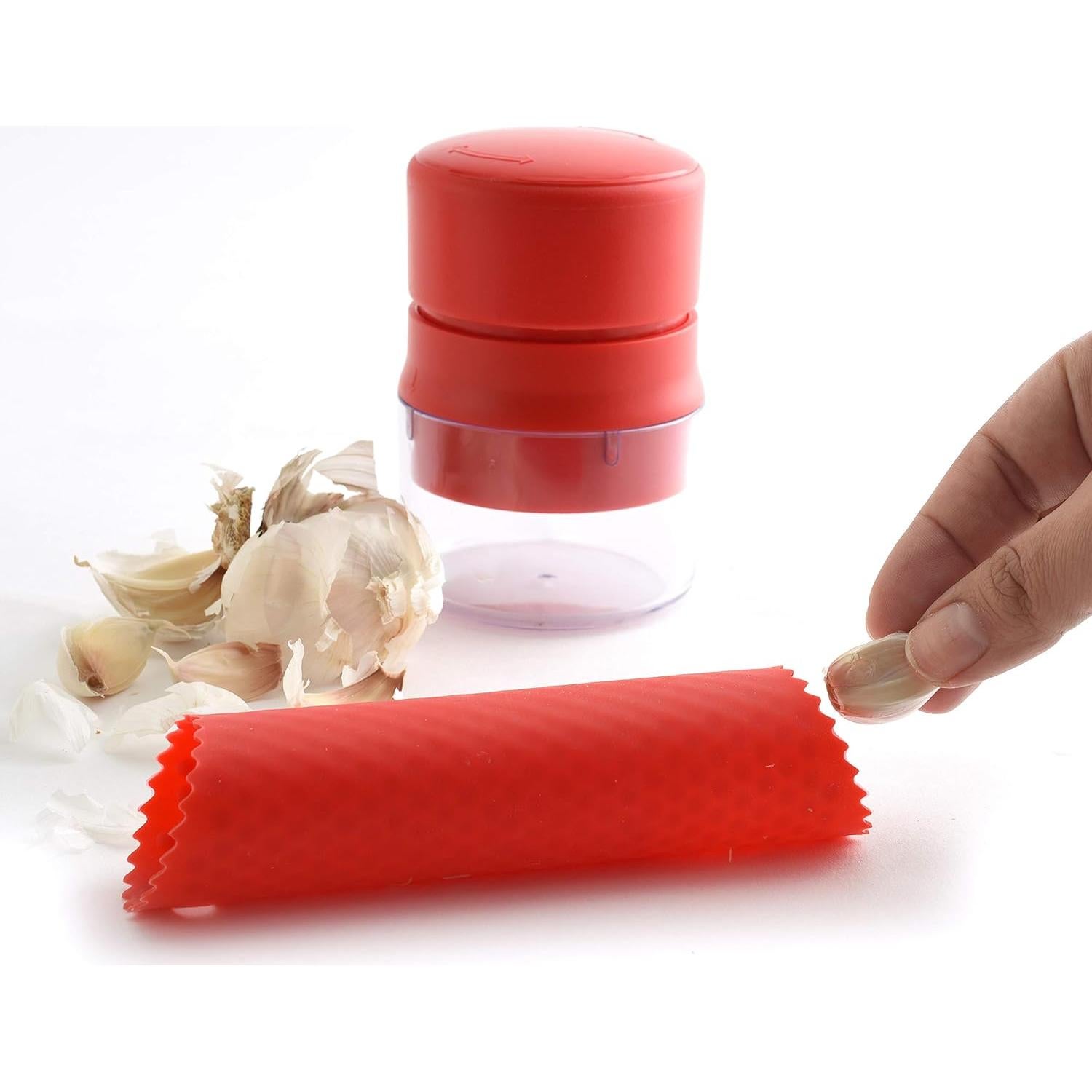 Norpro Twister y Pelador de Ajo Rojo 1151 - Utensilio de Cocina