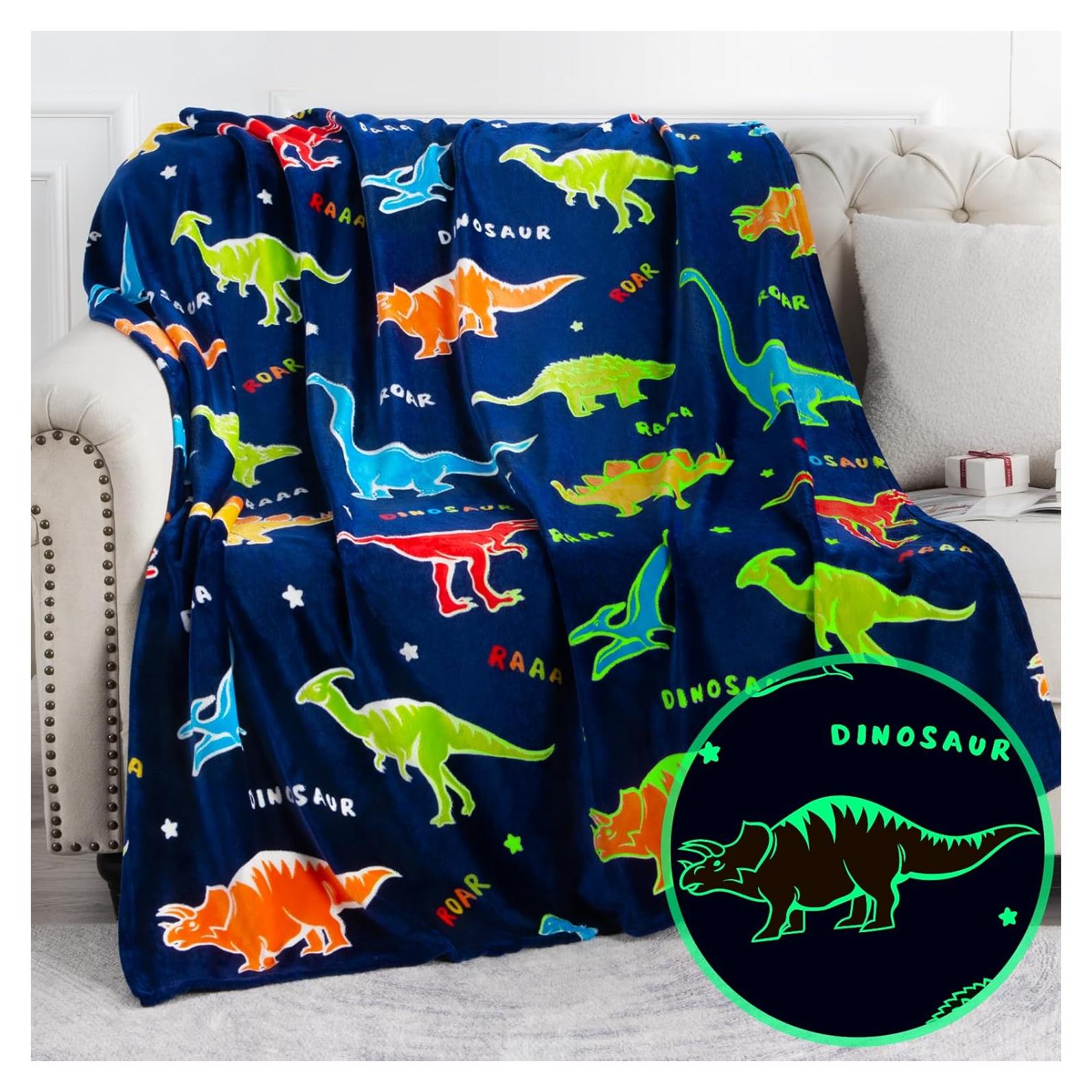 Manta de Dinosaurios Levens que Brilla en la Oscuridad 152x203cm