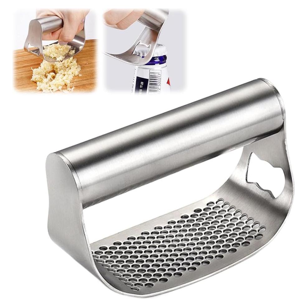 Prensa de Ajo Acero Inoxidable HOAIME con Abrebotellas