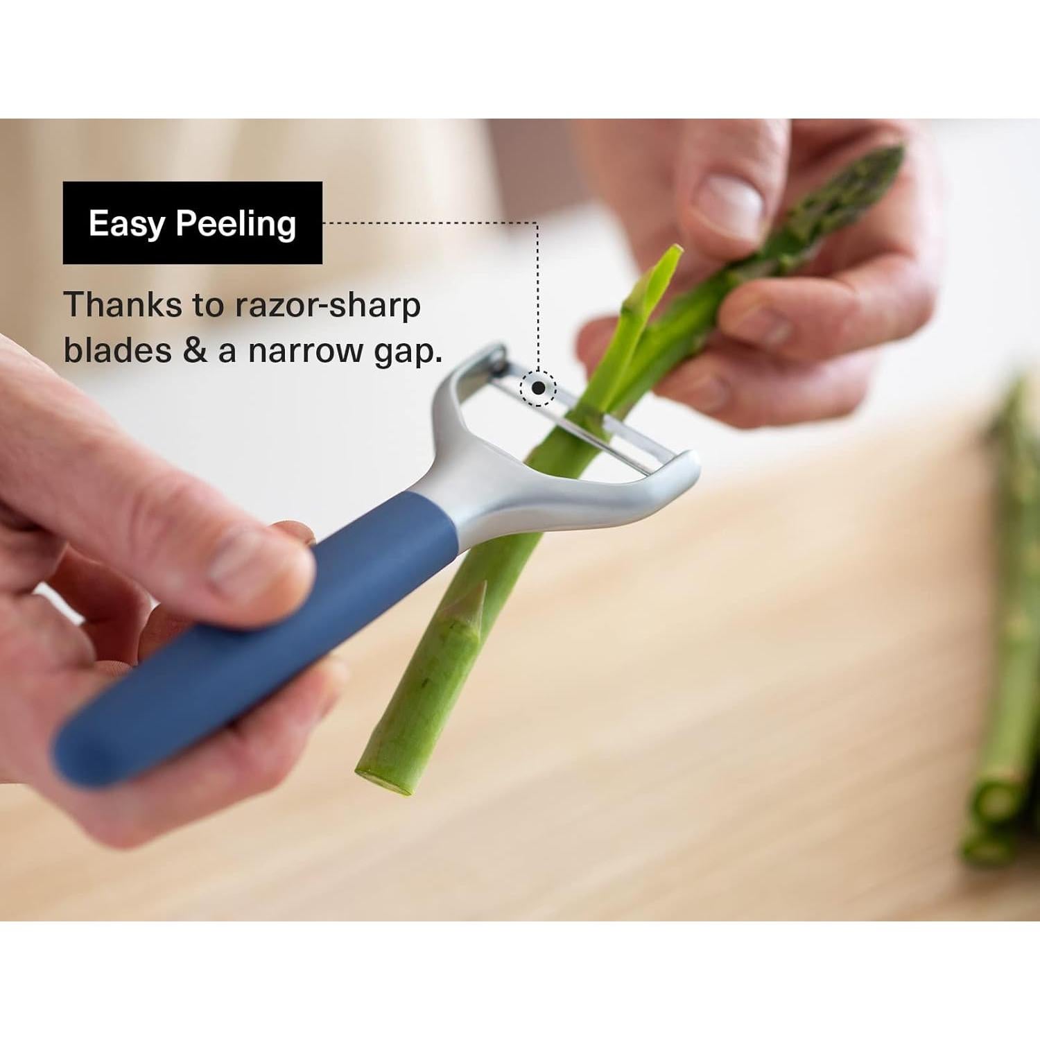 Pelador de Verduras Misen Acero Inoxidable Ergonómico Azul