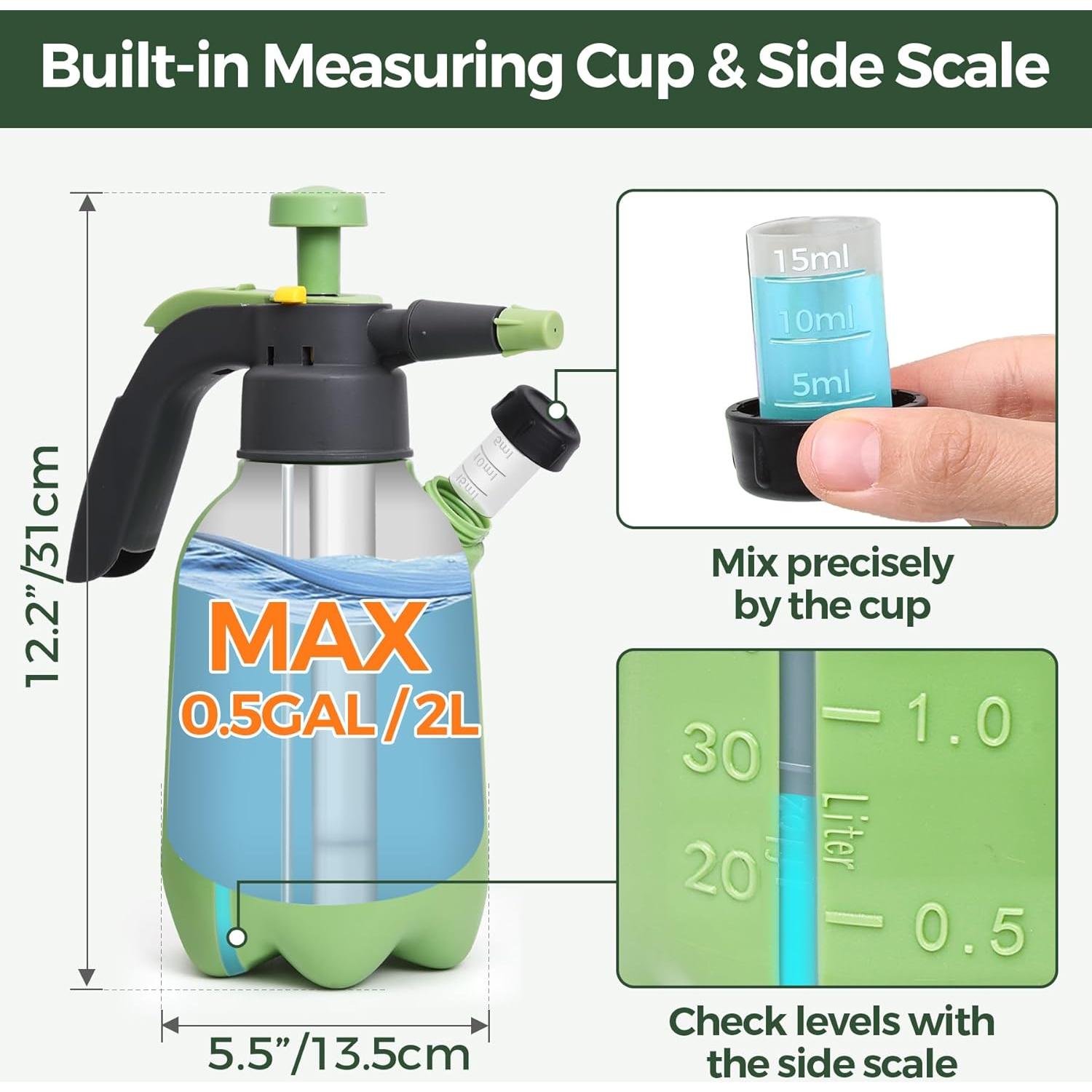 Pulverizador de Mano T4U 2L con Boquillas Ajustables y Válvula de Seguridad