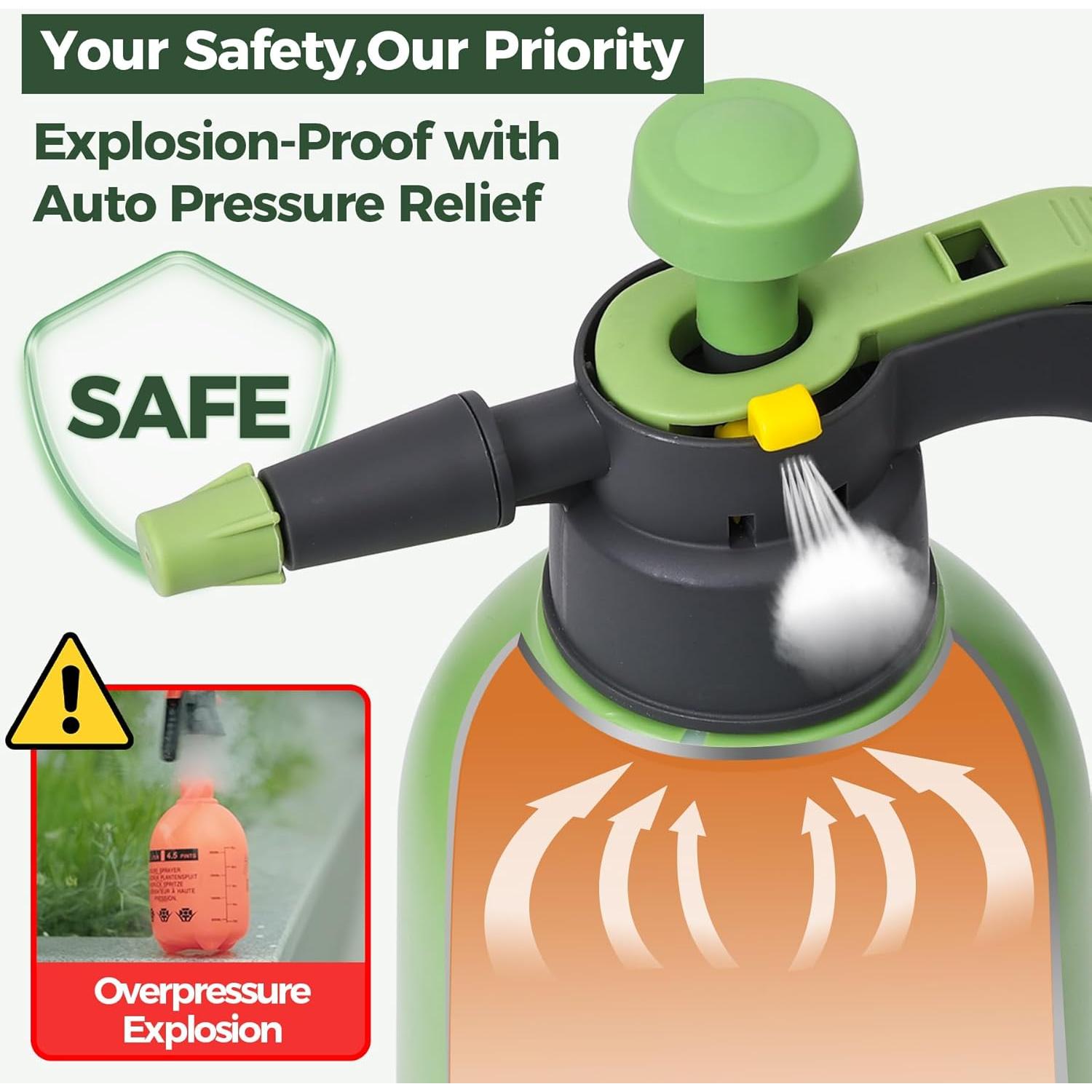 Pulverizador de Mano T4U 2L con Boquillas Ajustables y Válvula de Seguridad