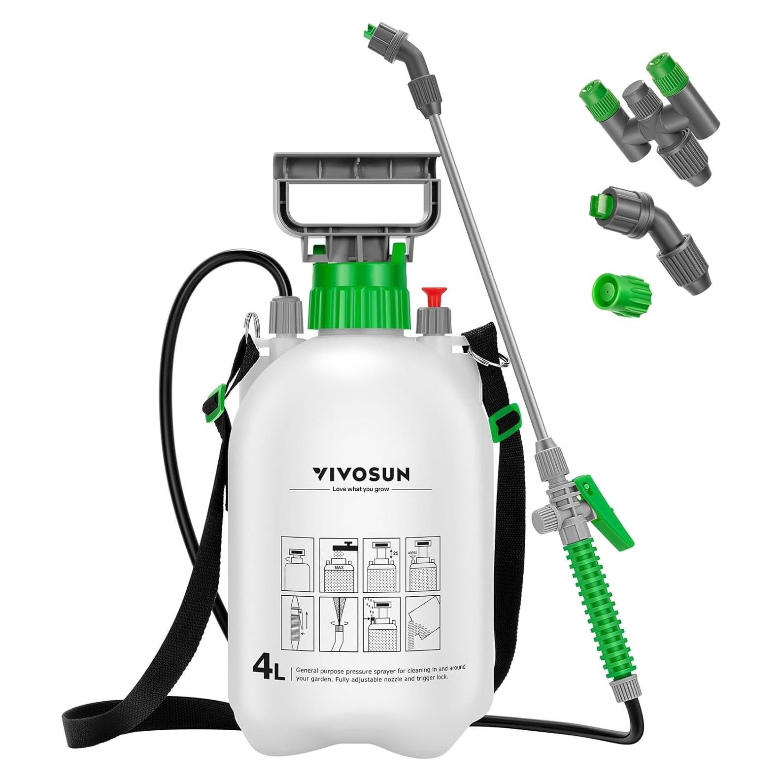 Pulverizador de Bomba VIVOSUN 1 Galón 3 Boquillas 127 cm