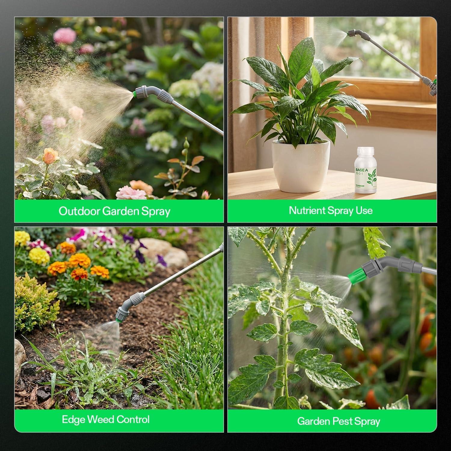 Pulverizador de Bomba VIVOSUN 1 Galón 3 Boquillas 127 cm