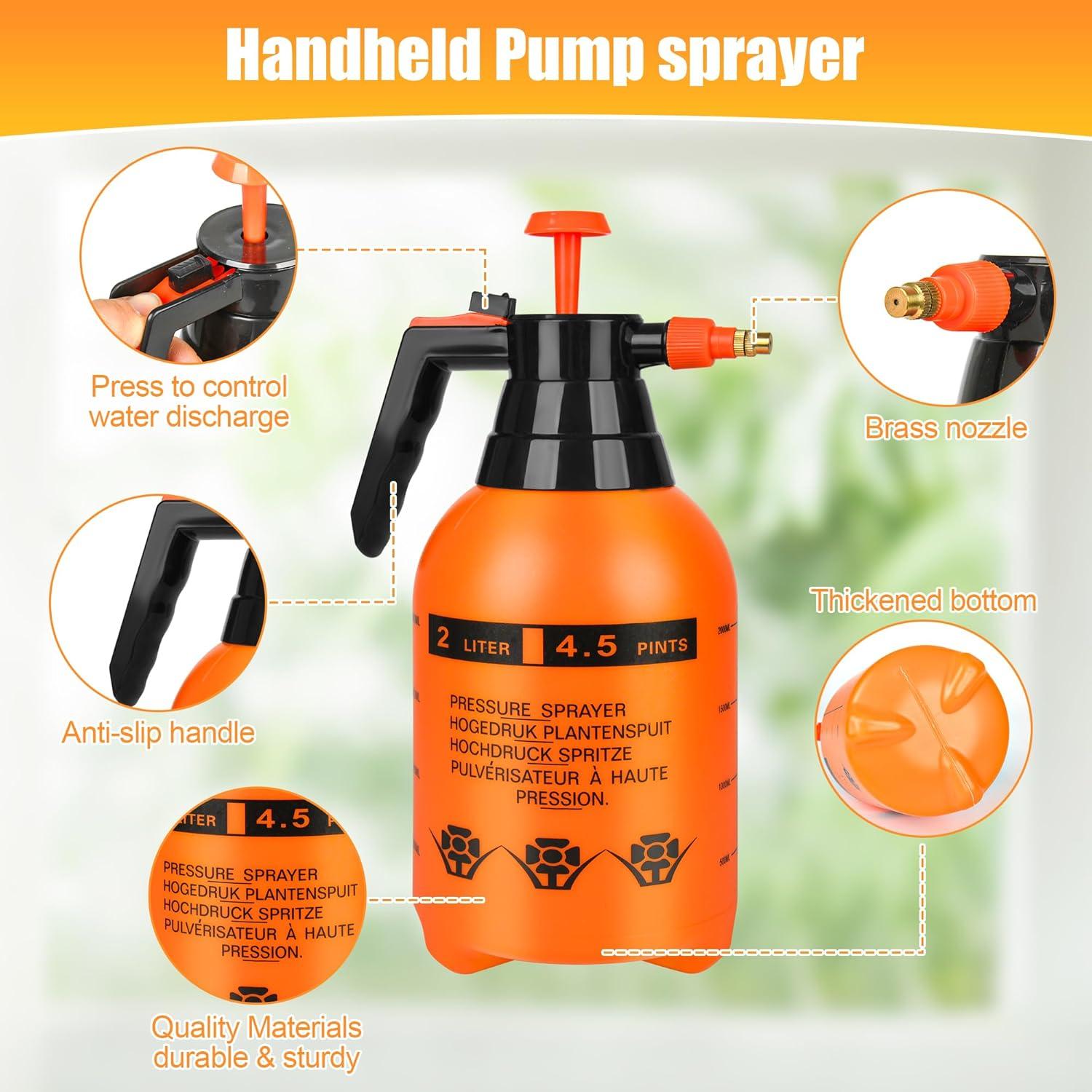 3 Pulverizadores de Mano TREEHAC 2L Naranja Ajustable