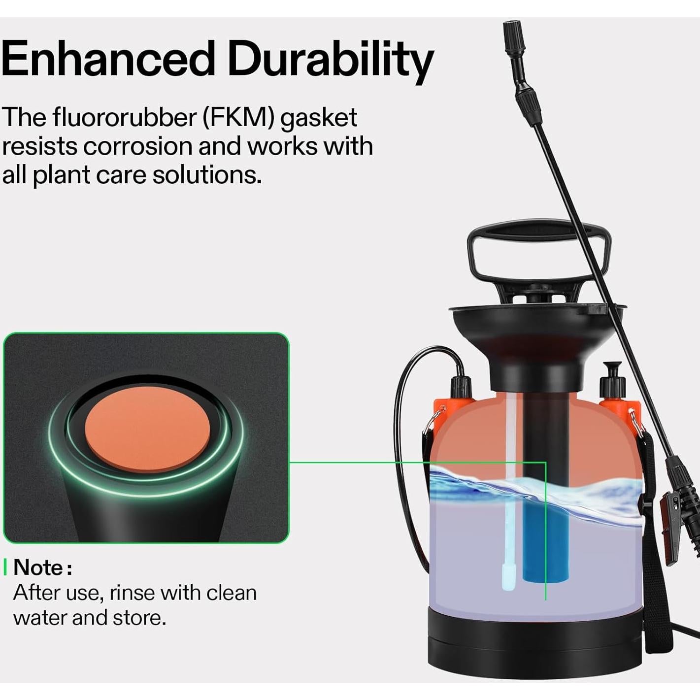 Pulverizador a Presión VIVOSUN 3L Naranja con Correa Ajustable