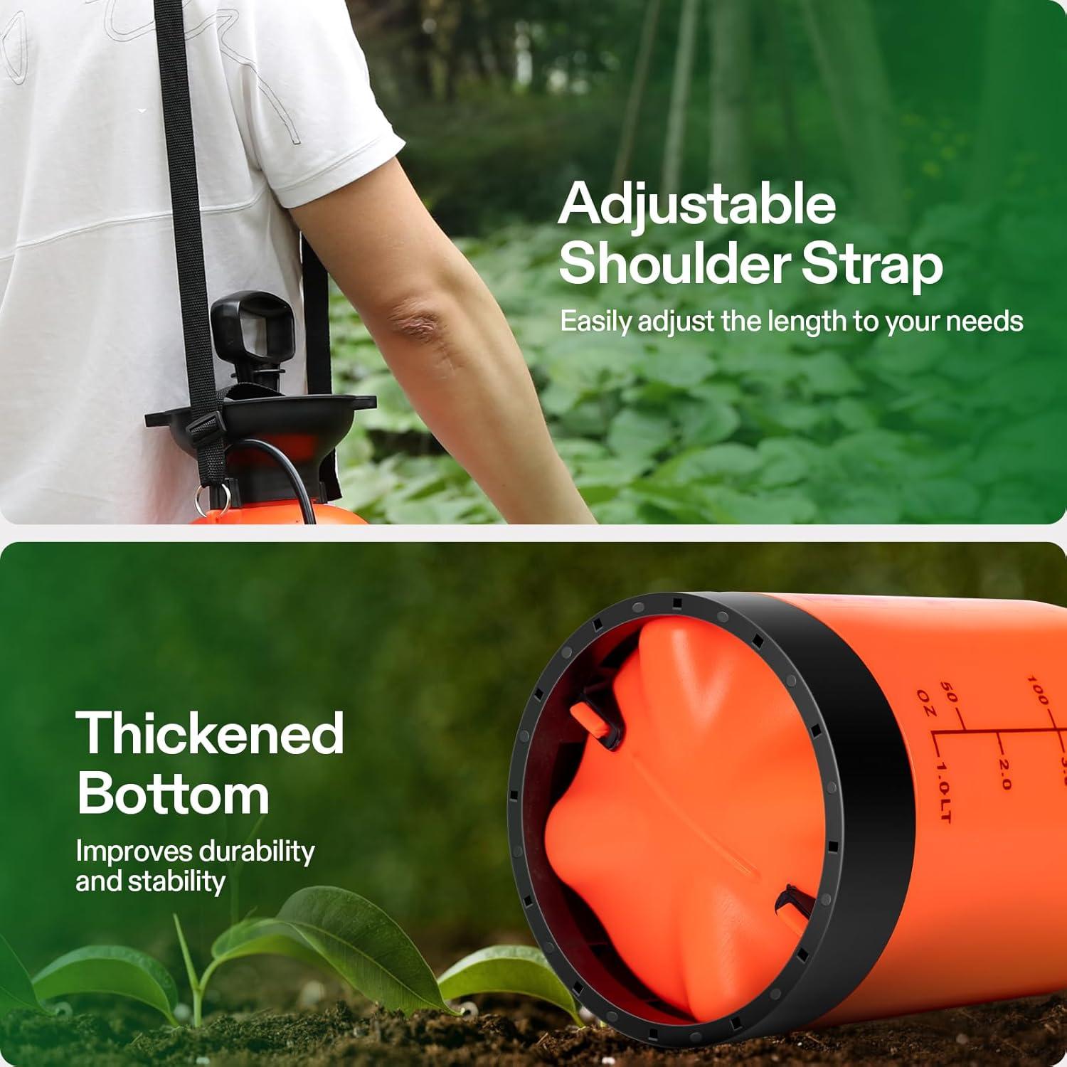 Pulverizador a Presión VIVOSUN 3L Naranja con Correa Ajustable