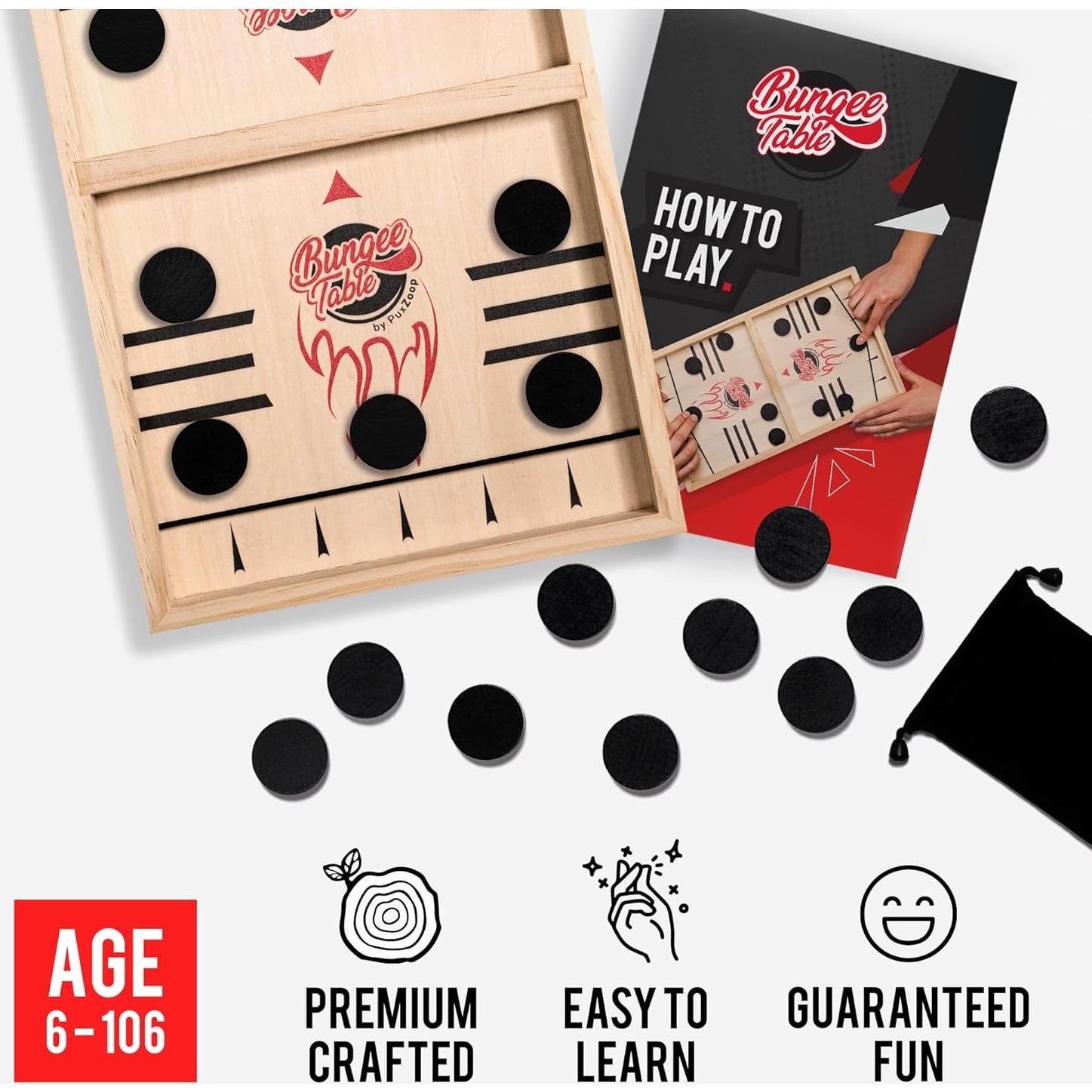 Juego de Pucks Rápido Bungee Table - Hockey de Aire de Madera