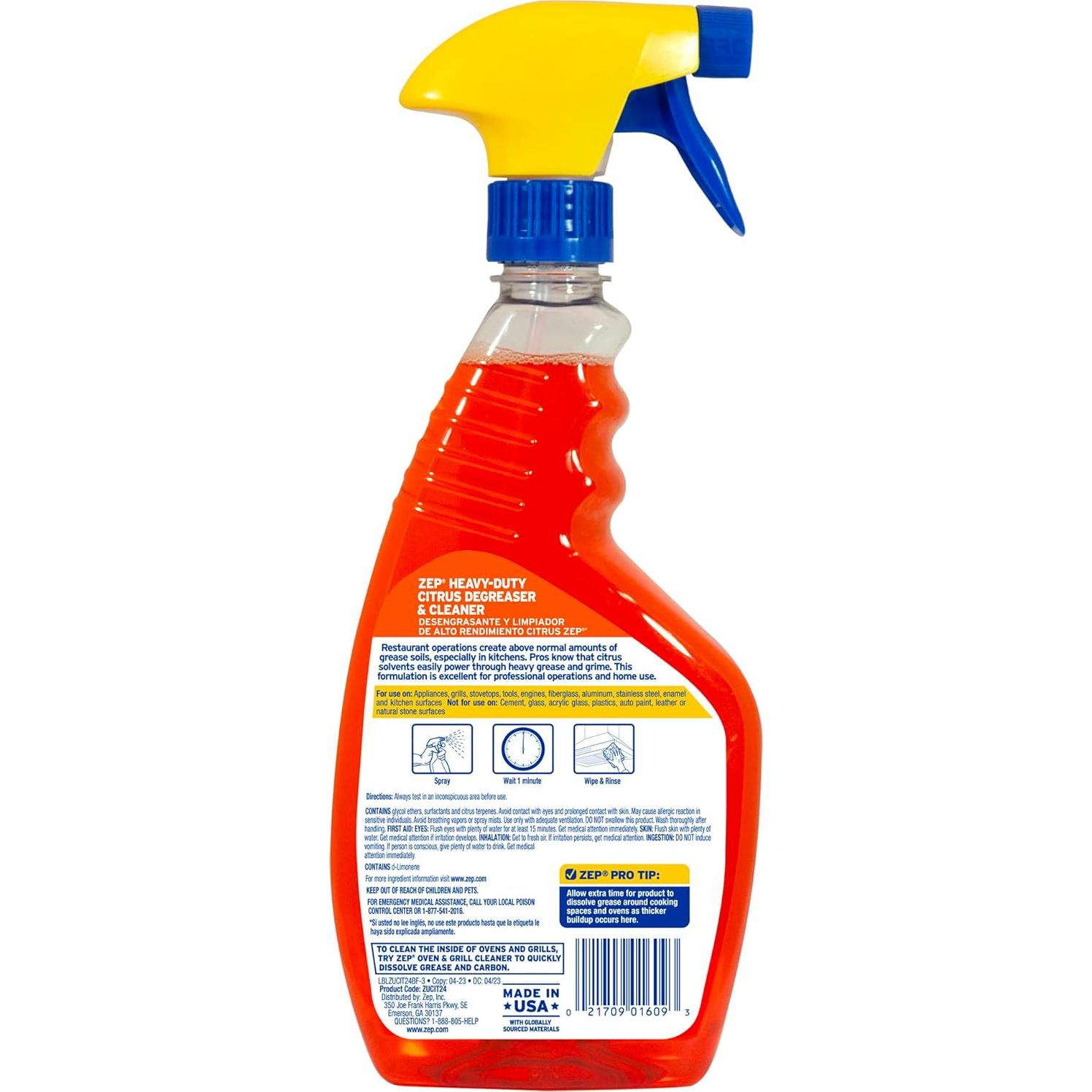 Limpiador y Desengrasante Cítrico Zep 4x24oz Alta Resistencia