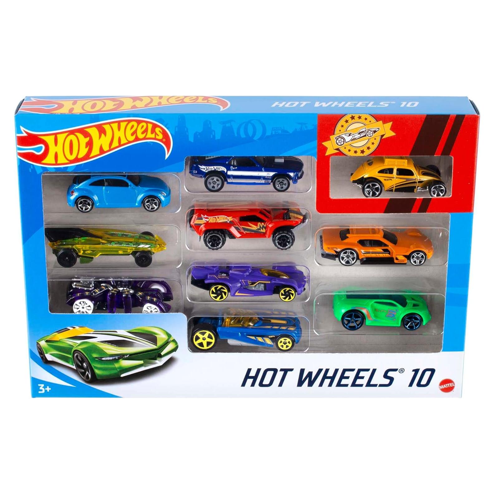 Hot Wheels Paquete de 10 Coches a Escala 1:64 - Diversión Asegurada