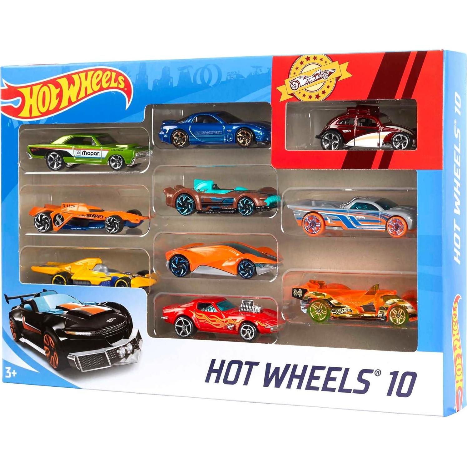 Hot Wheels Paquete de 10 Coches a Escala 1:64 - Diversión Asegurada