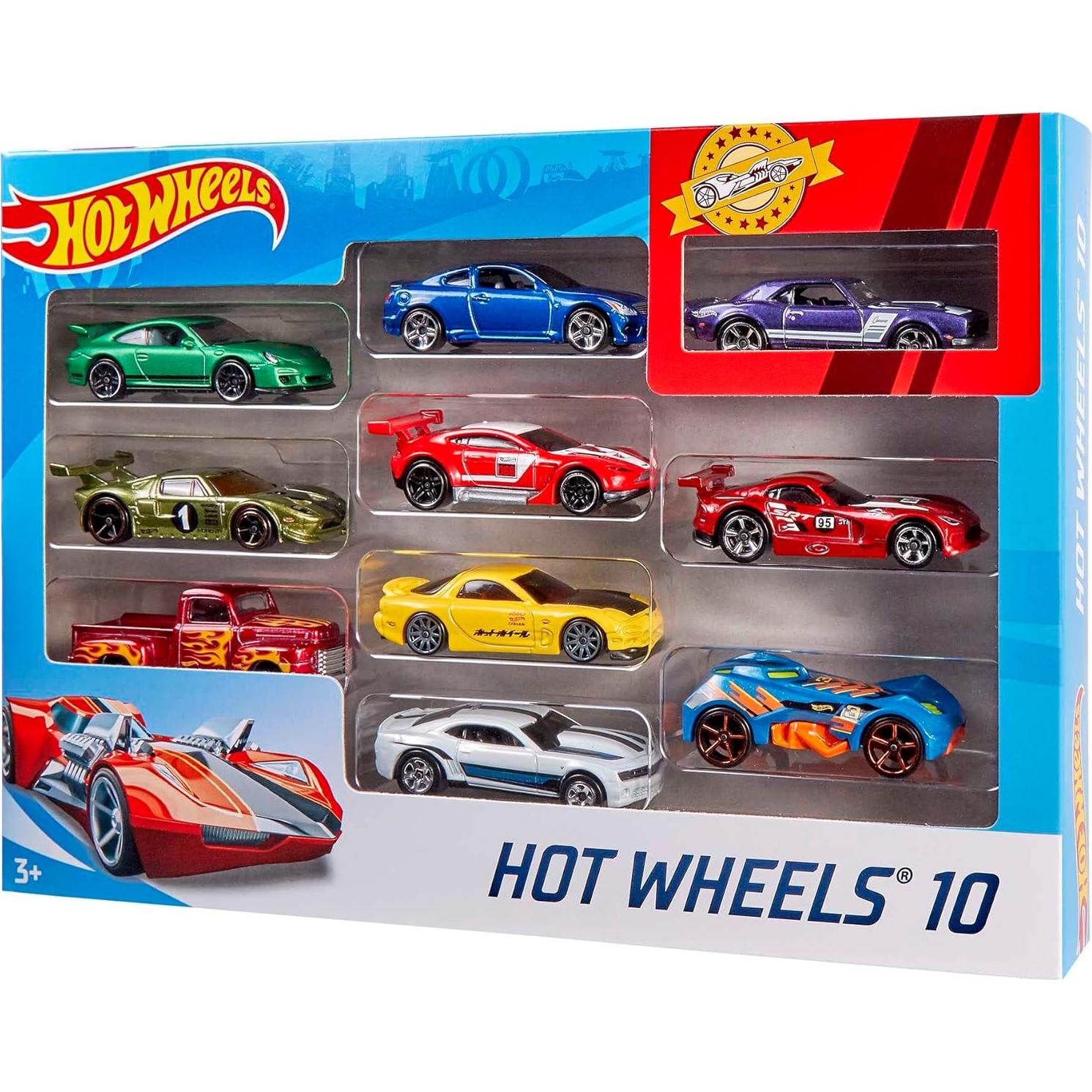 Hot Wheels Paquete de 10 Coches a Escala 1:64 - Diversión Asegurada
