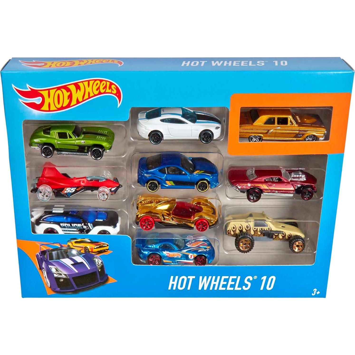 Hot Wheels Paquete de 10 Coches a Escala 1:64 - Diversión Asegurada