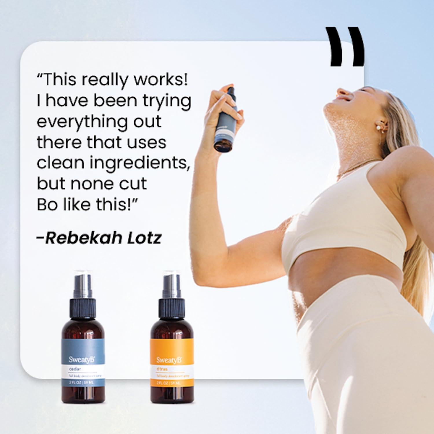 Desodorante en Spray SweatyB 56.7g - Sin Aluminio, Aroma Cítrico