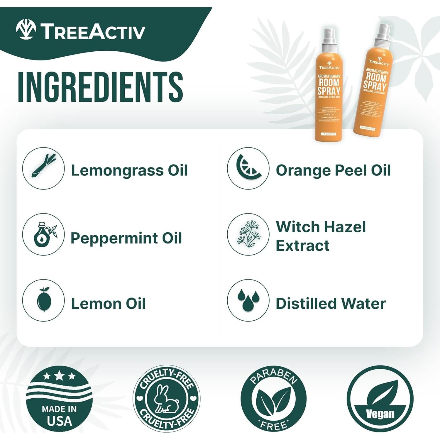 Spray de Aromaterapia TreeActiv 118 ml - Ambientador Natural Cítrico