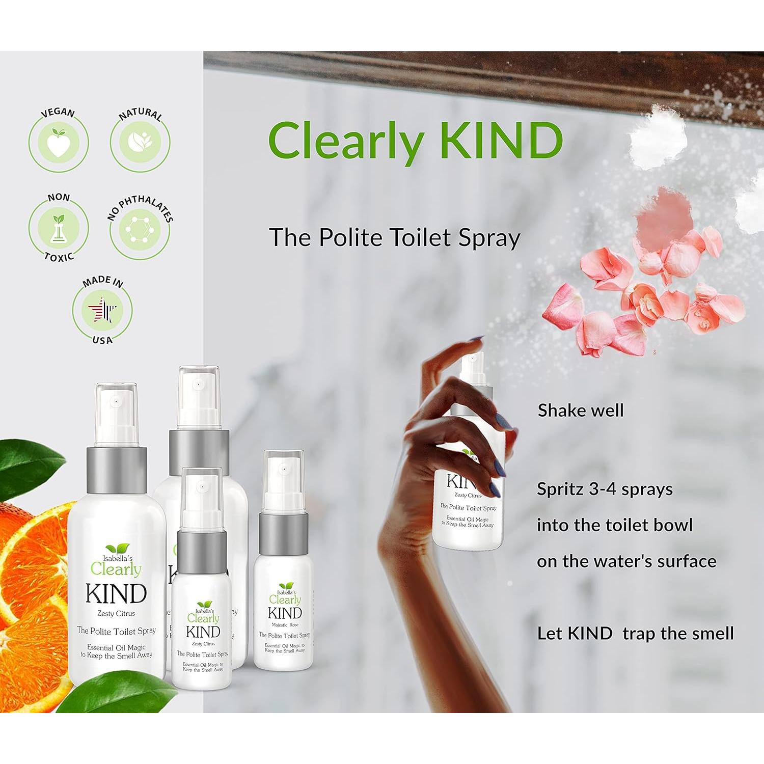 Spray Eliminador de Olores para Inodoro Clearly KIND 118 ml - Cítricos Picantes