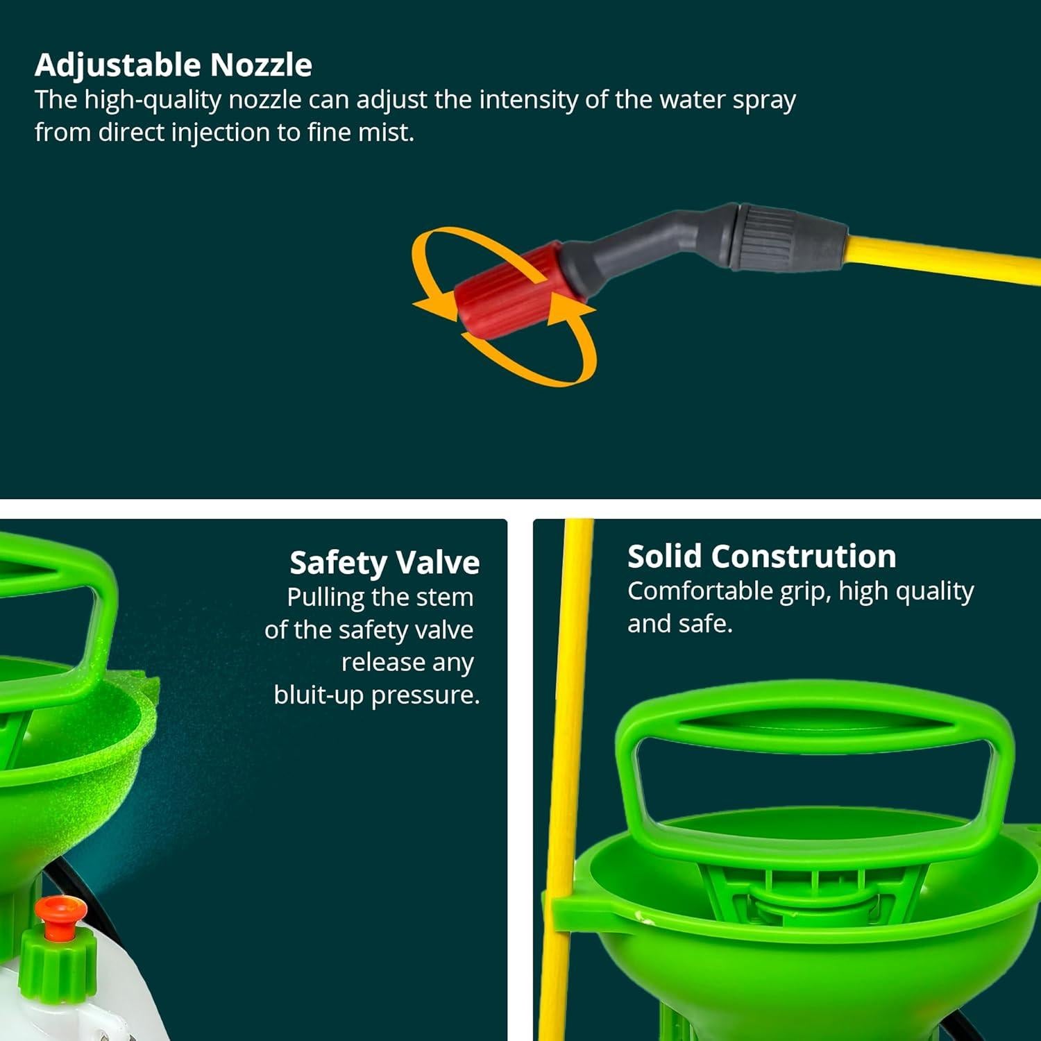 Pulverizador de Jardín SunVara 5L Presión Bomba Ajustable