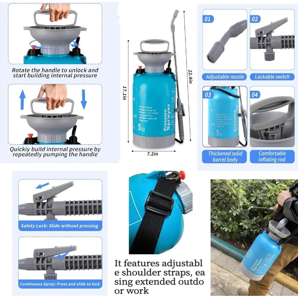Pulverizador de Presión Manual JMFANGLIU 5L - Riego y Limpieza