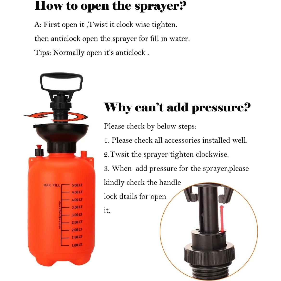 Pulverizador de Jardín STARTONECO 5L Naranja con Correa Ajustable