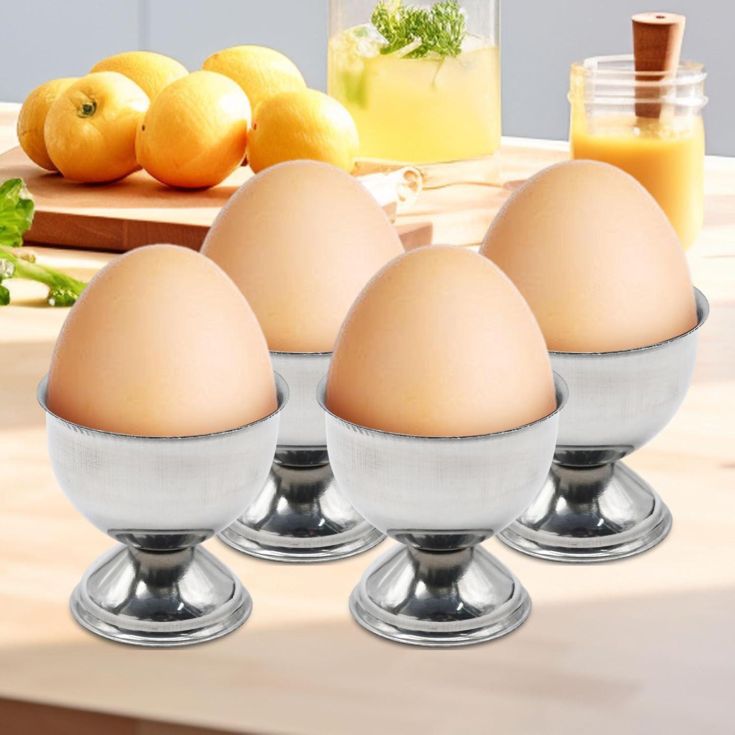 Juego de 4 Tazas de Huevo de Acero Inoxidable Saihisday