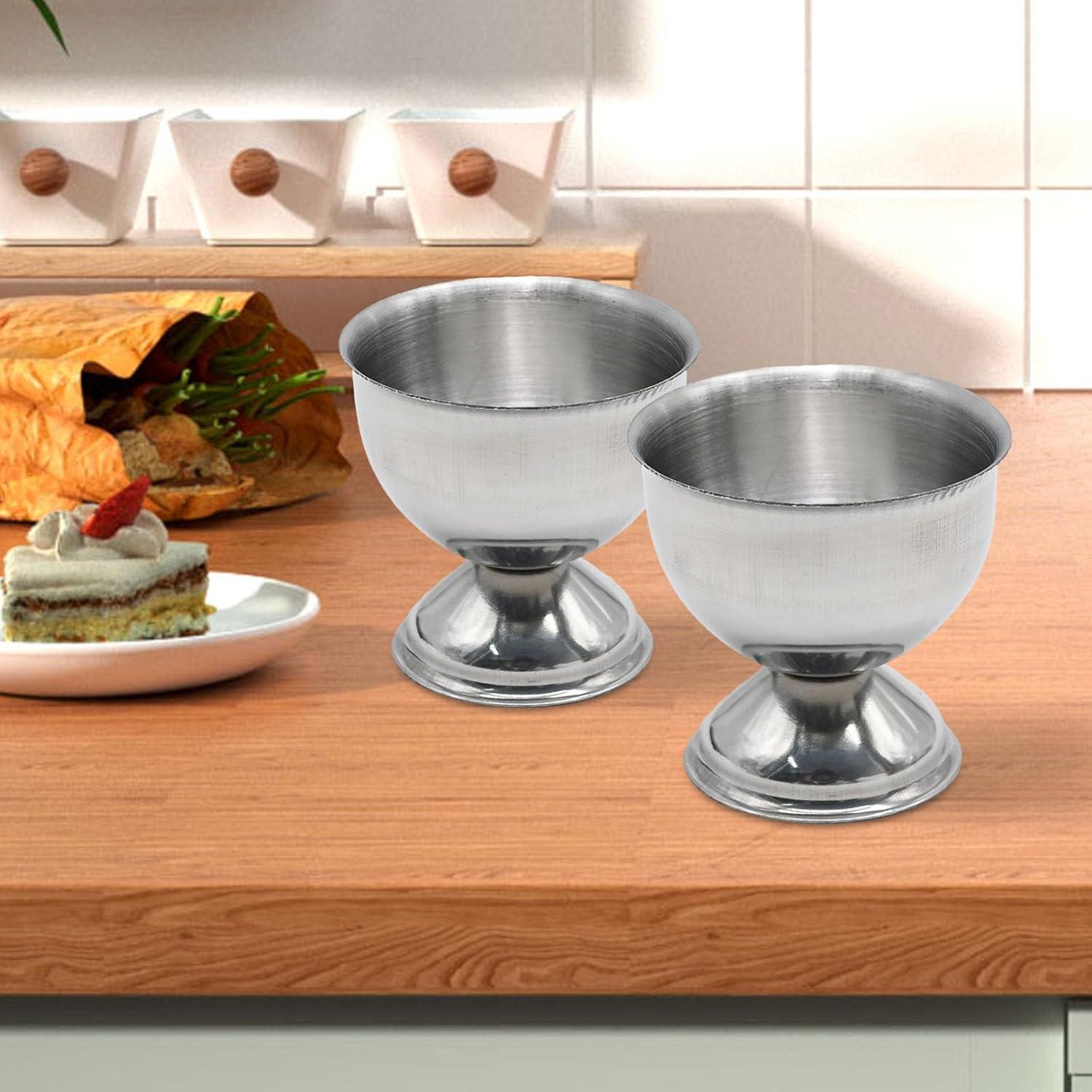 Juego de 4 Tazas de Huevo de Acero Inoxidable Saihisday