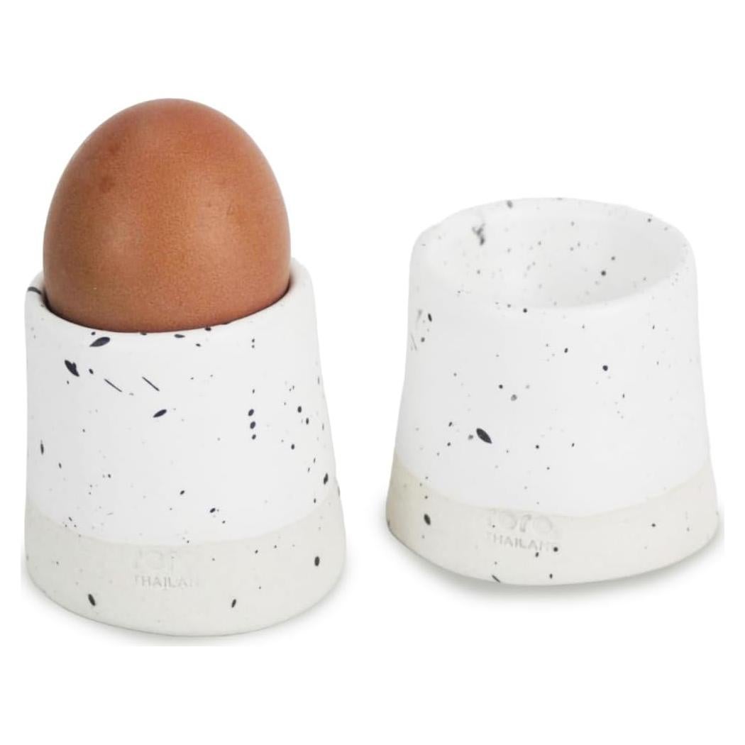Taza para Huevos de Cerámica Roro Minimalista Blanca - Set de 2