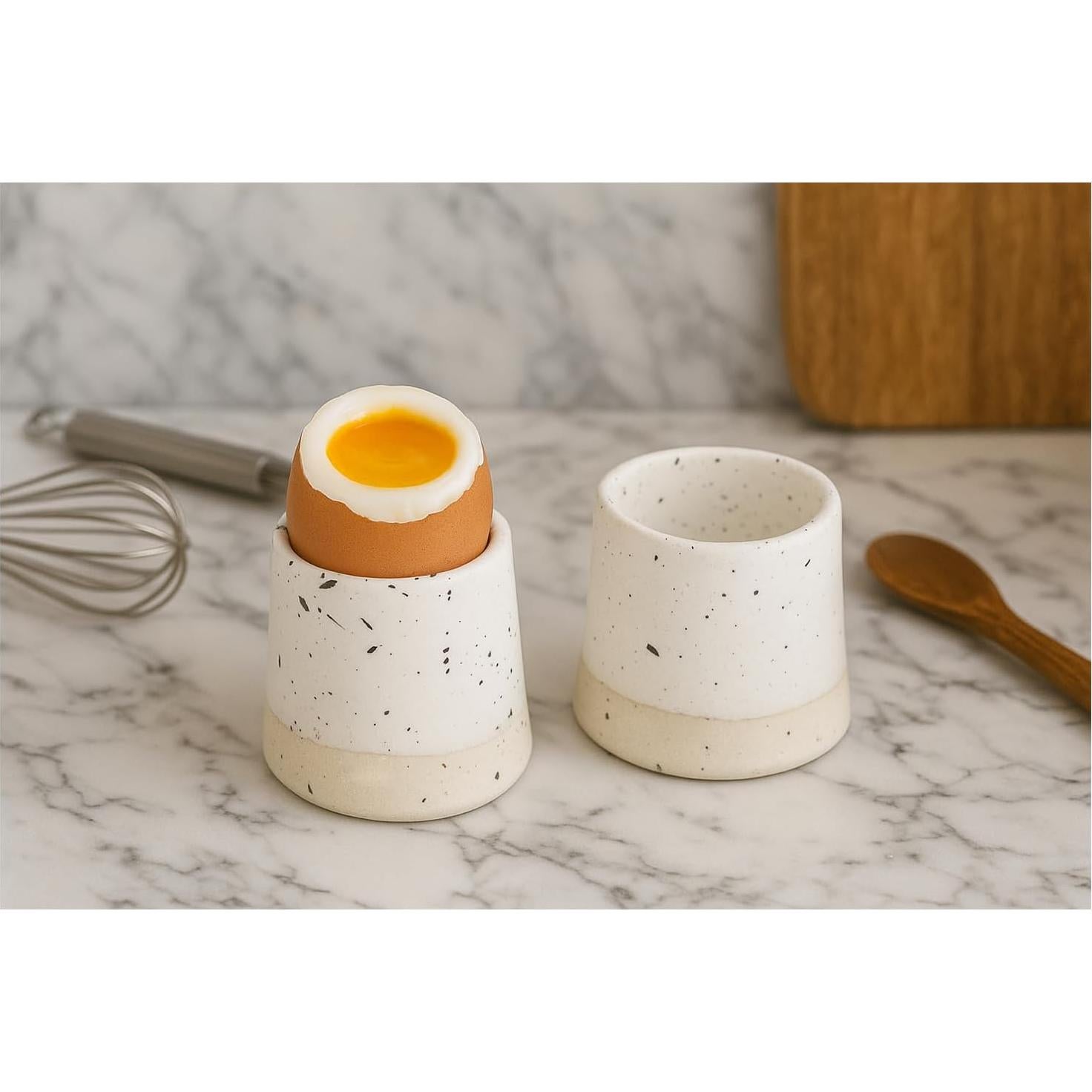 Taza para Huevos de Cerámica Roro Minimalista Blanca - Set de 2
