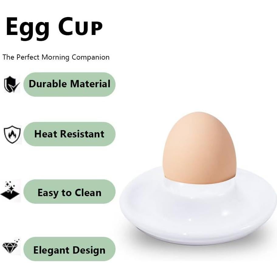 Set de 4 Tazas de Huevo de Cerámica Gimleeton - Blancas Apilables