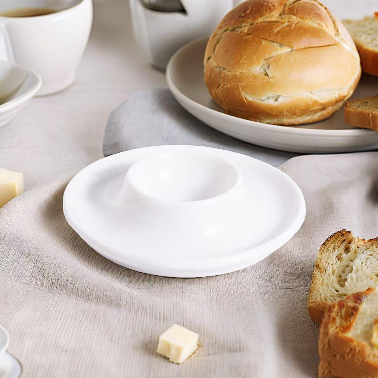 Set de 4 Tazas de Huevo de Cerámica Gimleeton - Blancas Apilables