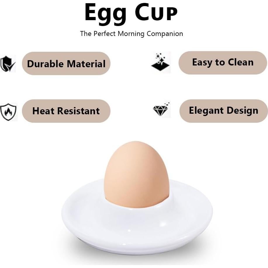 Set de 4 Tazas de Huevo de Cerámica Gimleeton - Blancas Apilables