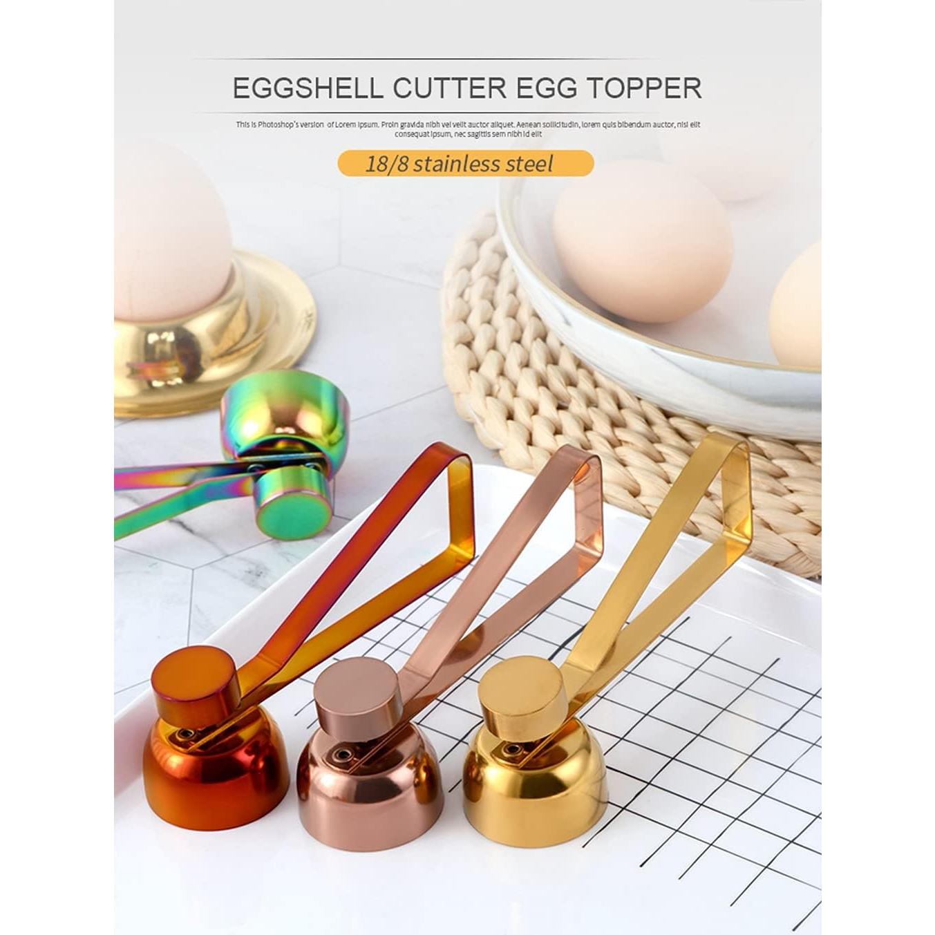Cortador de Cáscara de Huevo QIBOORUN Acero Inoxidable Oro 2PCS