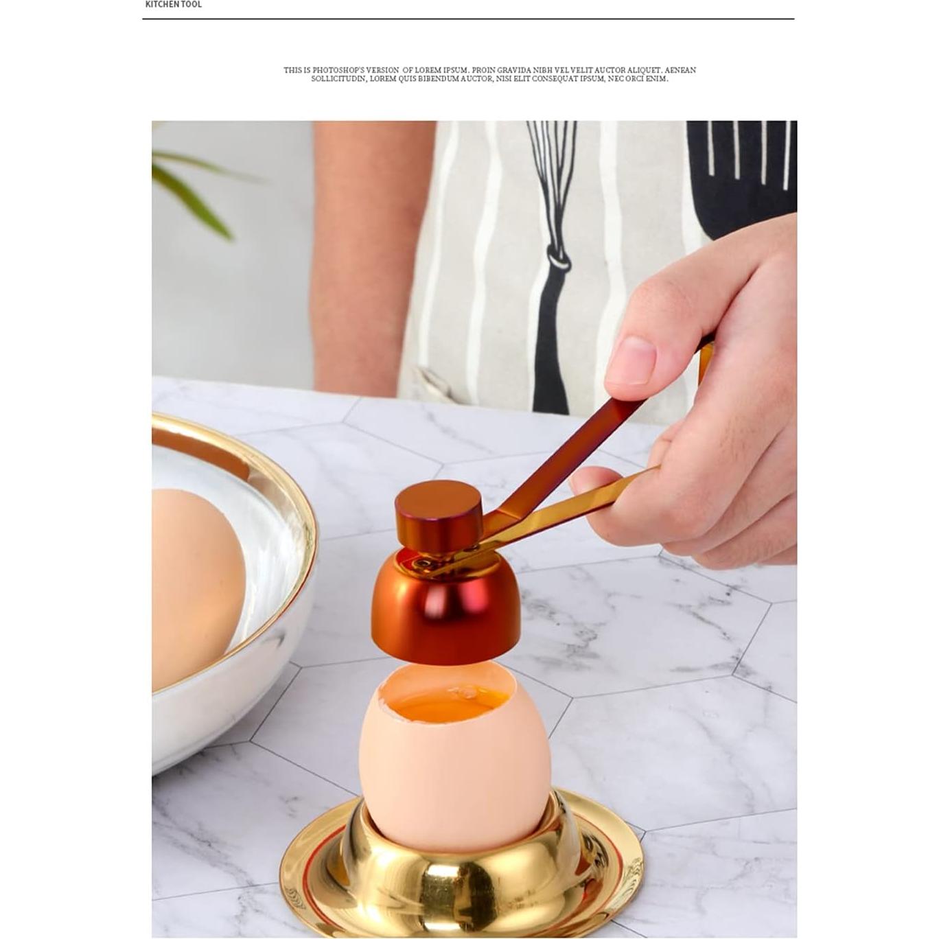 Cortador de Cáscara de Huevo QIBOORUN Acero Inoxidable Oro 2PCS