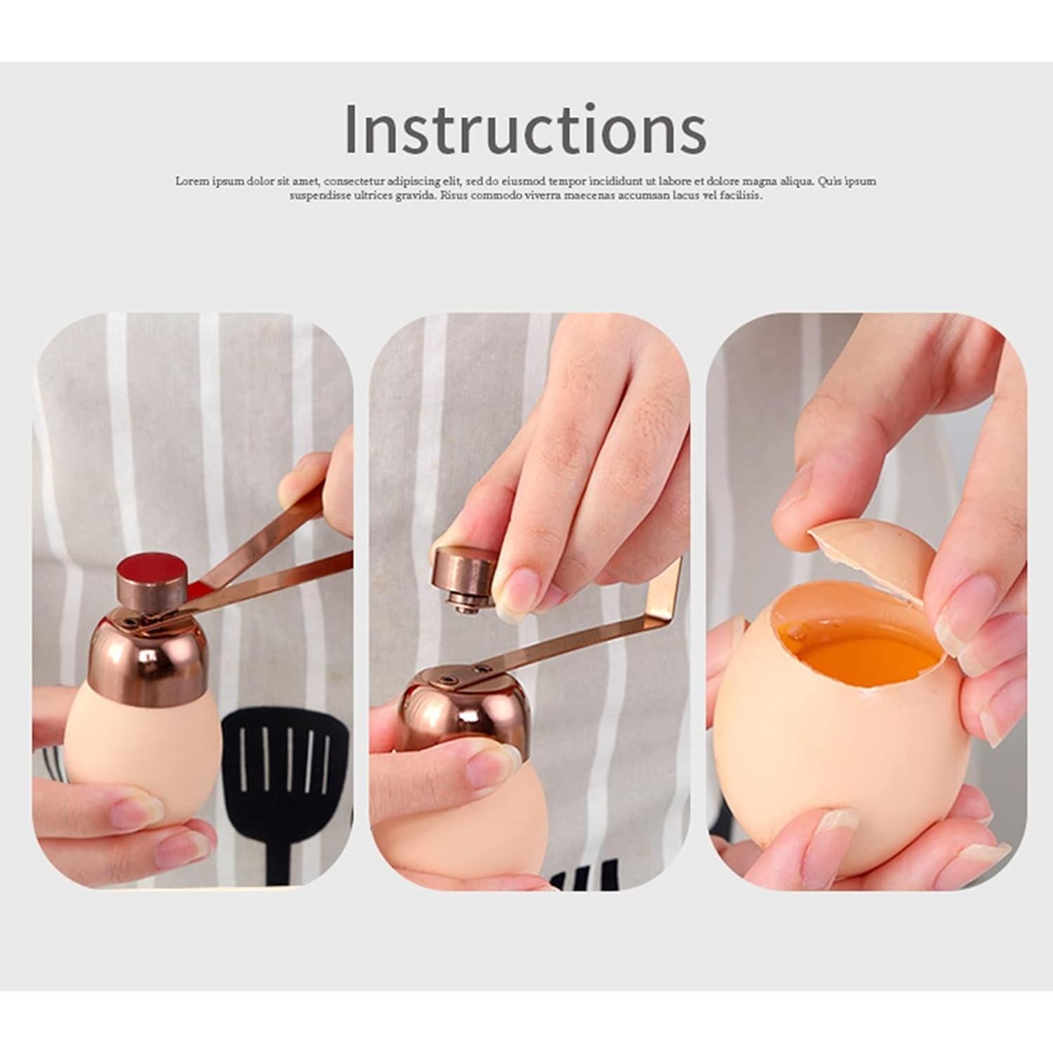 Cortador de Cáscara de Huevo QIBOORUN Acero Inoxidable Oro 2PCS