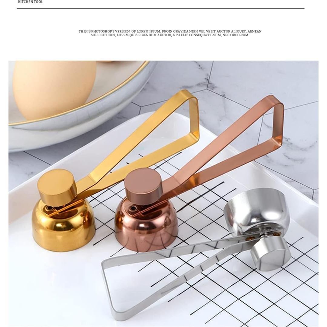 Cortador de Cáscara de Huevo QIBOORUN Acero Inoxidable Oro 2PCS
