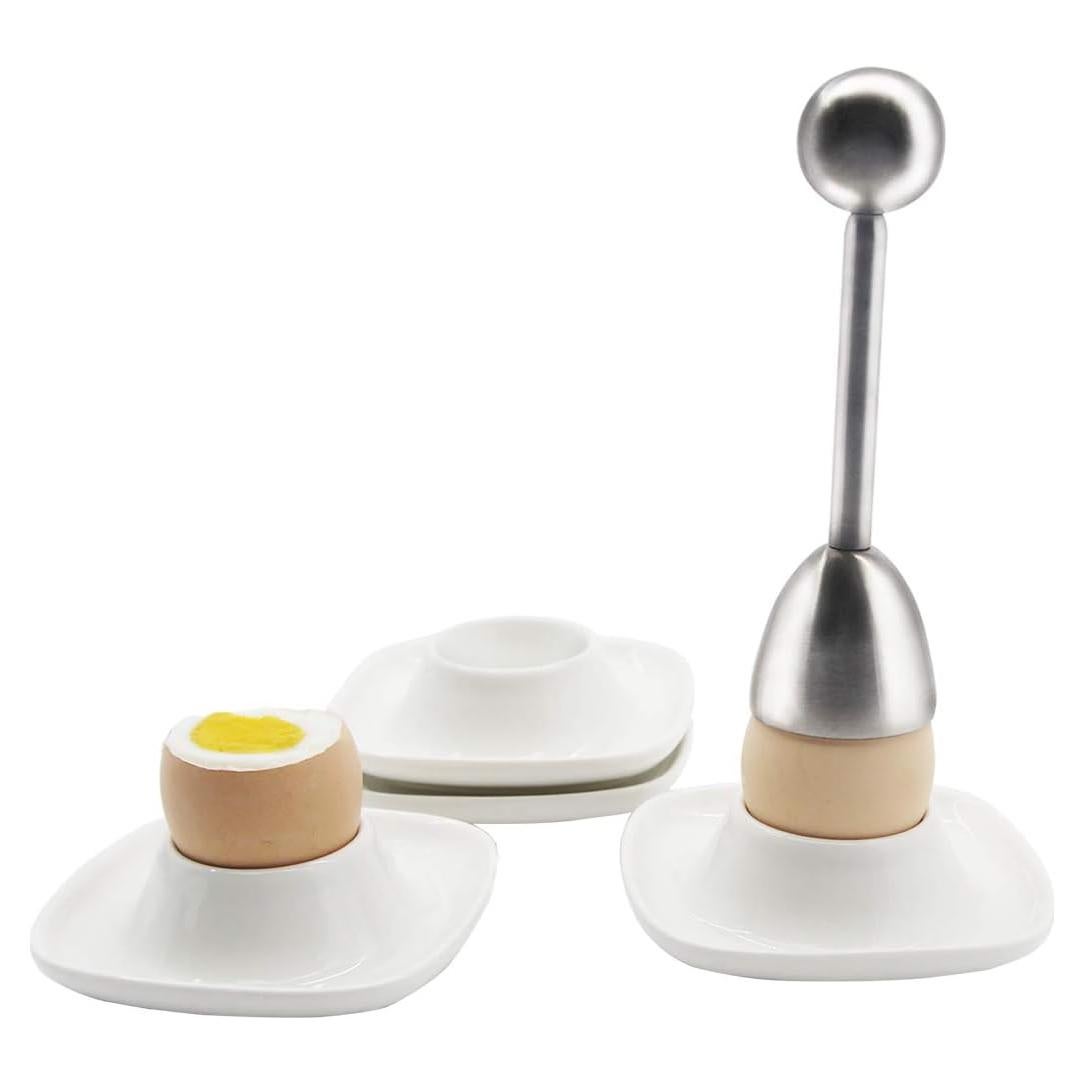 Set de 4 Tazas para Huevos Kitchenexus con Cortador de Acero