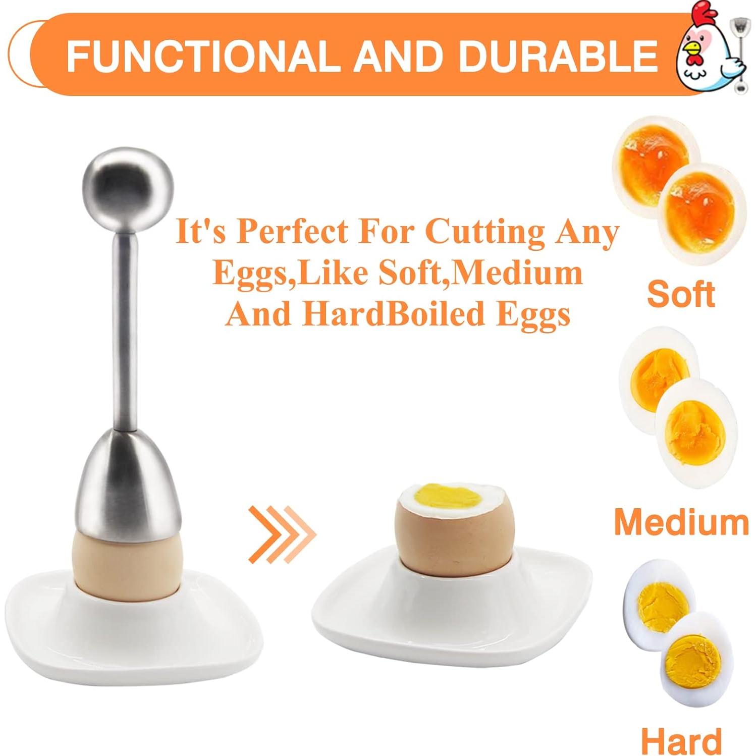 Set de 4 Tazas para Huevos Kitchenexus con Cortador de Acero