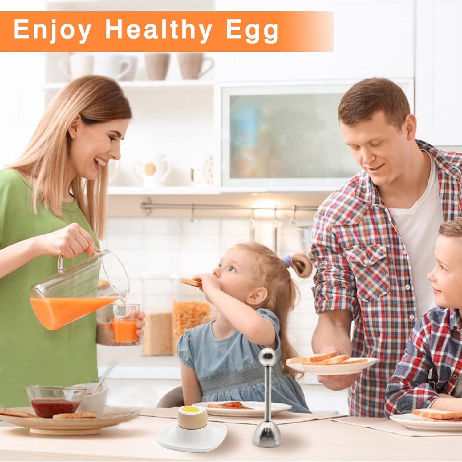 Set de 4 Tazas para Huevos Kitchenexus con Cortador de Acero