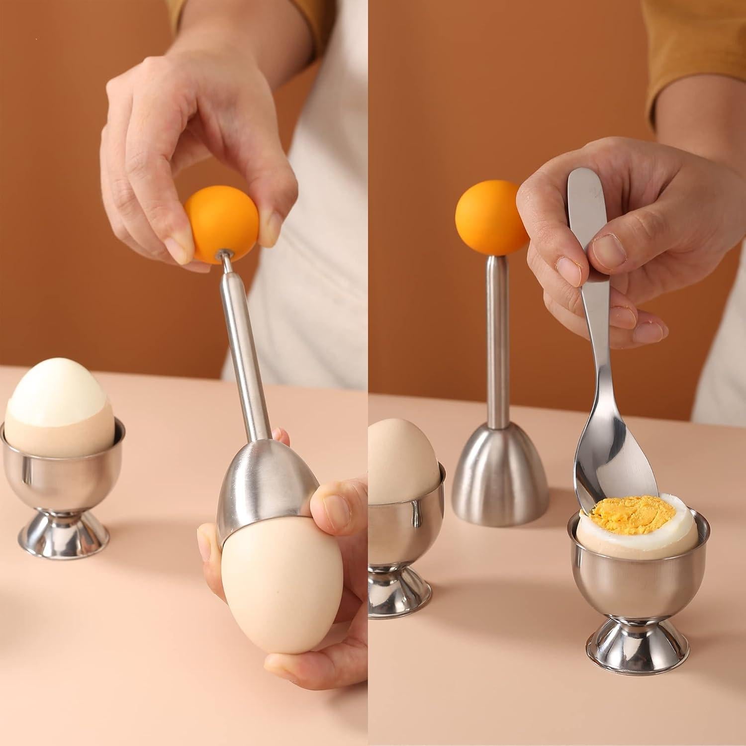 Juego de Tazas para Huevos MOLFUJ con Cucharas y Cortador
