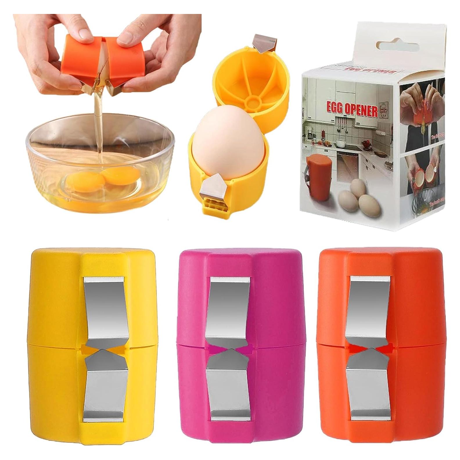 Juego de 3 Abridores de Cáscara de Huevo Hikyueo - Acero Inoxidable