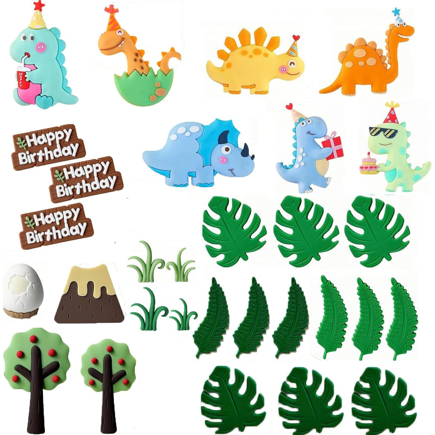 Adorno de Pastel de Dinosaurio SSIMOO 30 Piezas Reutilizables